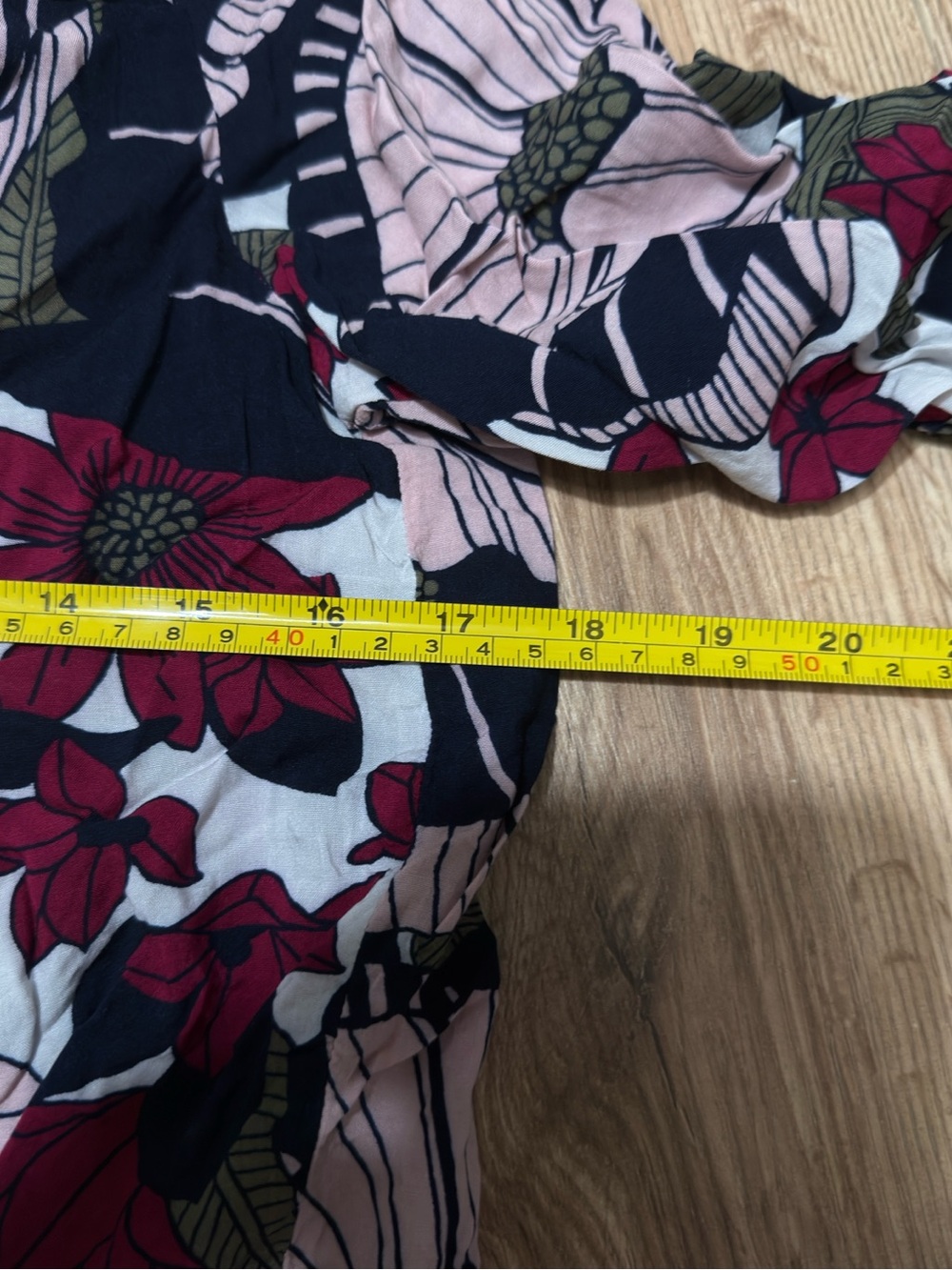 LOFT Navy, Pink & Burgundy Floral V-Neck Pullover Blouse - Picture 4 of 5